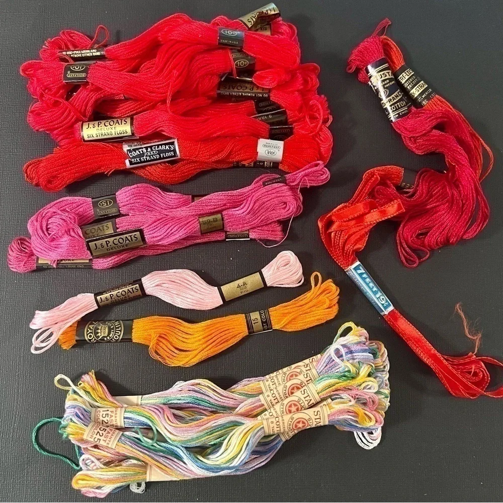 Lot of Vintage Embroidery Floss and Tools